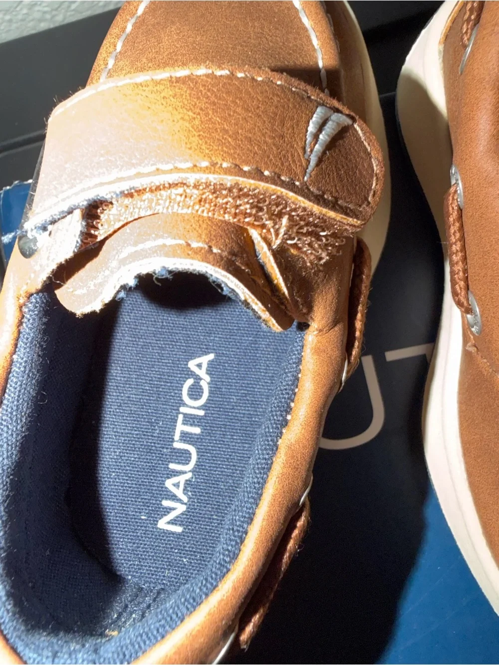 Nautica Kids Brown Moccasin Boat Shoe with Cream Sole